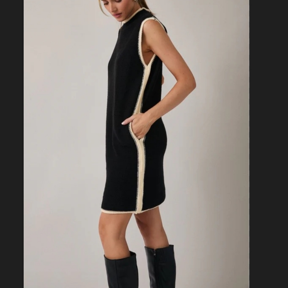 Gilli Black and Cream Mini Dress - Picture 1 of 6